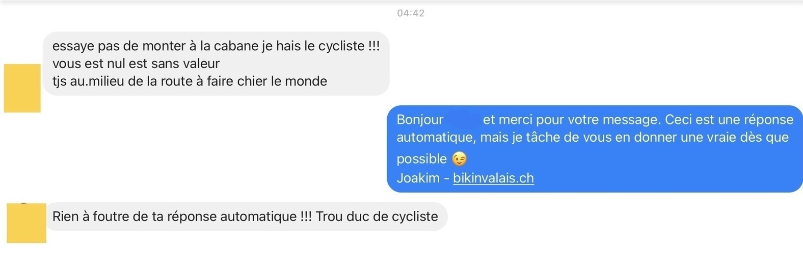 Cyclistes pas vraiment bienvenus…